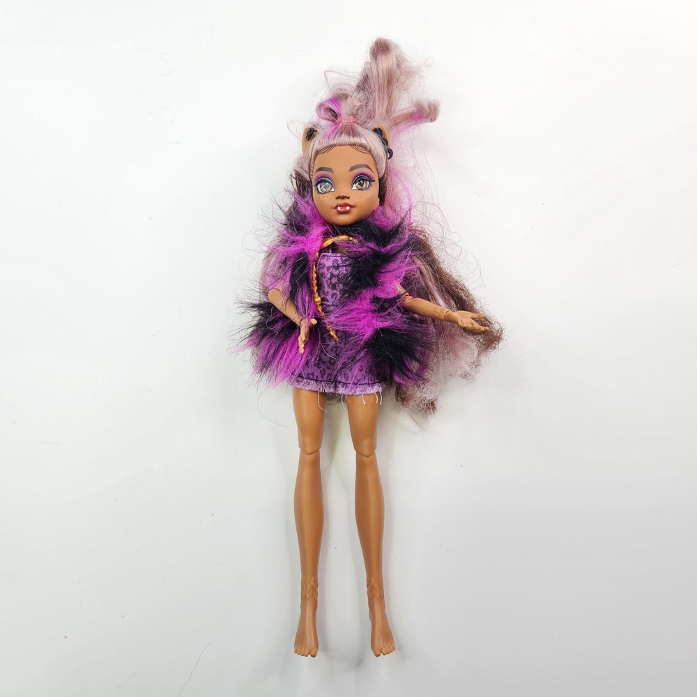 Monster High Clawdeen Wolf Doll Kids Purple G3 Leopard Print Faux Fur Vest